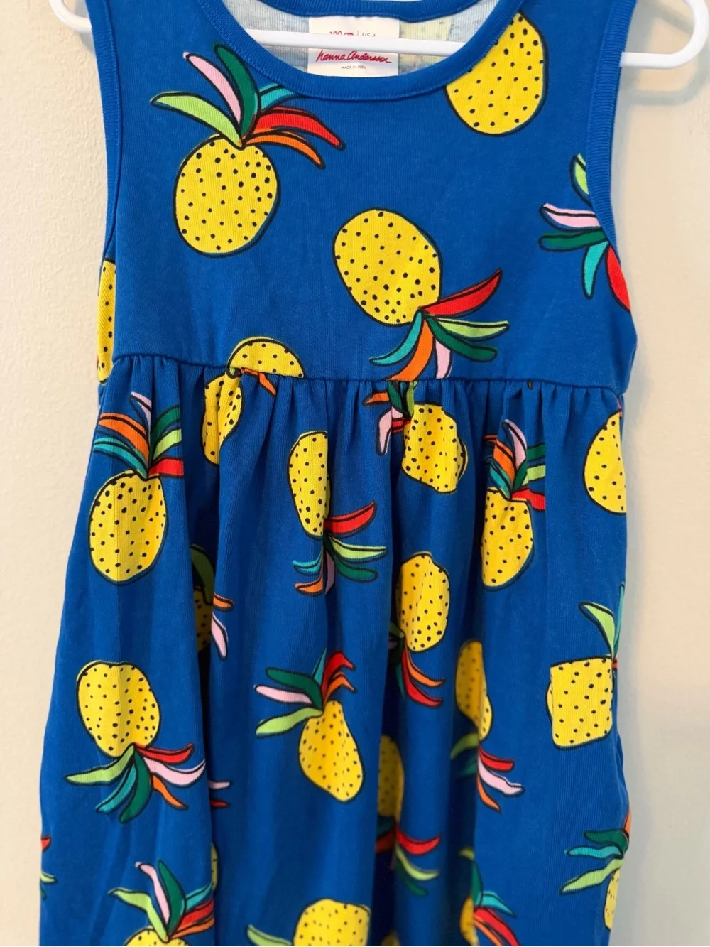 Hanna Andersson Blue Pineapple Print Sleeveless Dress
